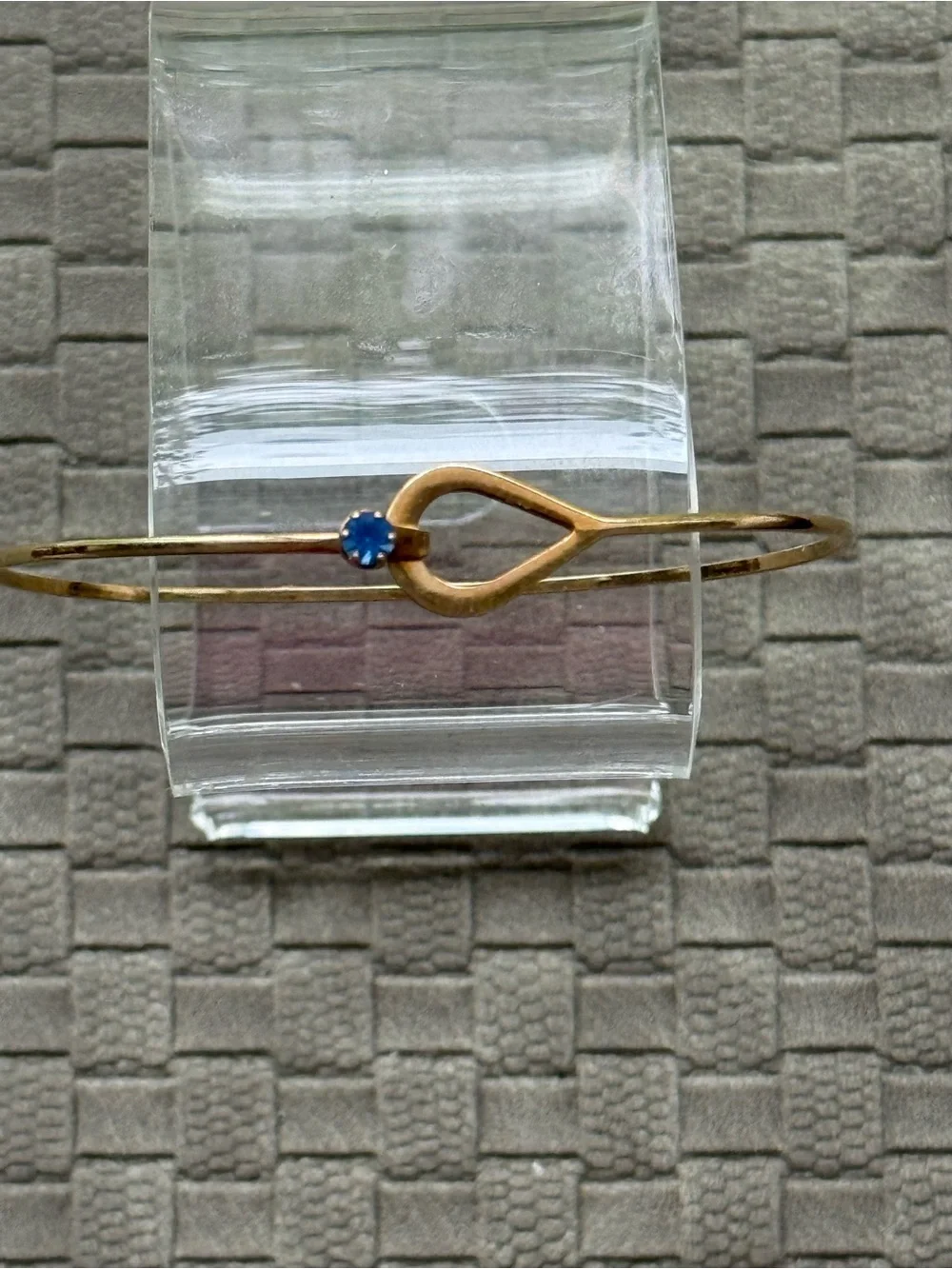 Avon Vintage Delicate Gold plated Bypass Bangle with Blue Stone